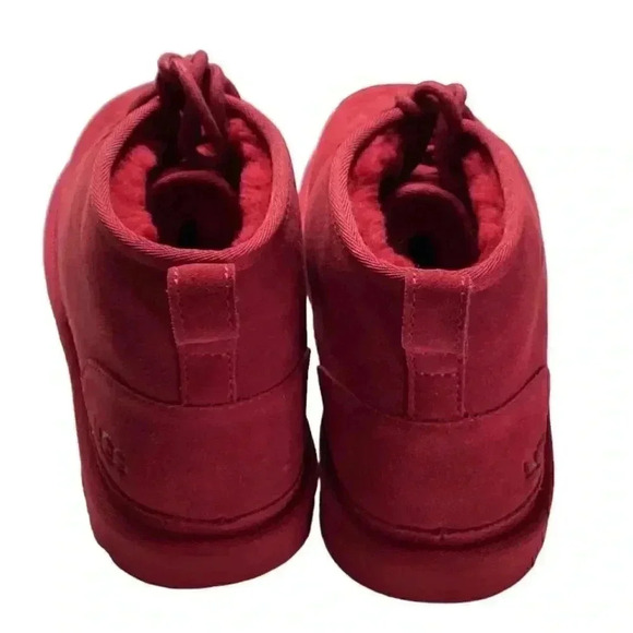 UGG Chukka Boots Shoes Mens 12 Red Neumel Suede Sheepskin Lace Up NEW - Picture 6 of 9